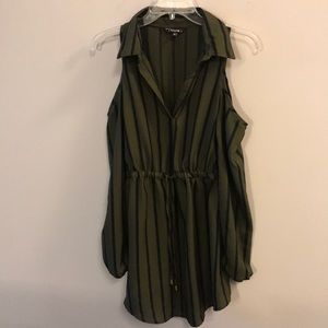 Green/Black Cold weather shoulder dress SMALL